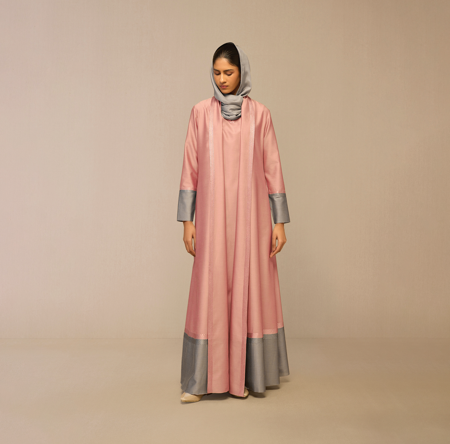 Chanderi Suhoor Abaya Set – Pink