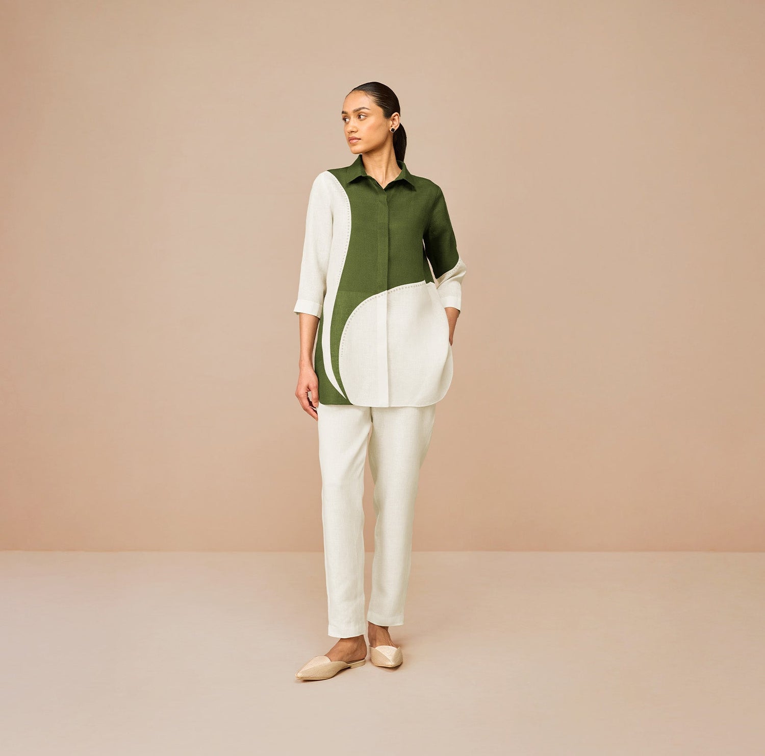 Linen Zelda Shirt Set – Green