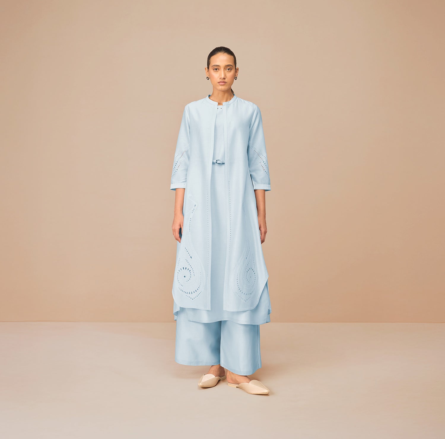 Chanderi Anais Jacket Set – Blue