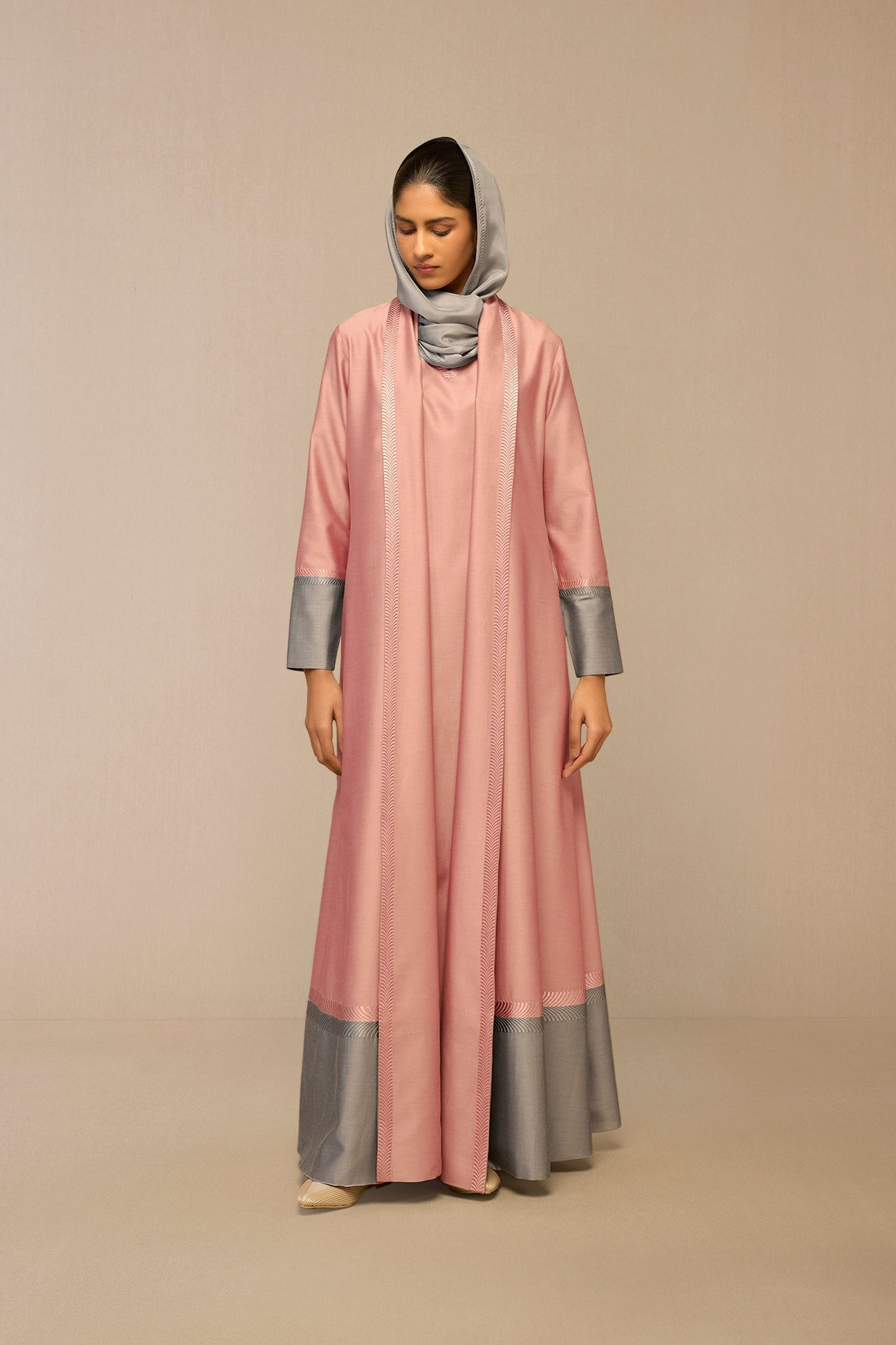Chanderi Suhoor Abaya Set – Pink