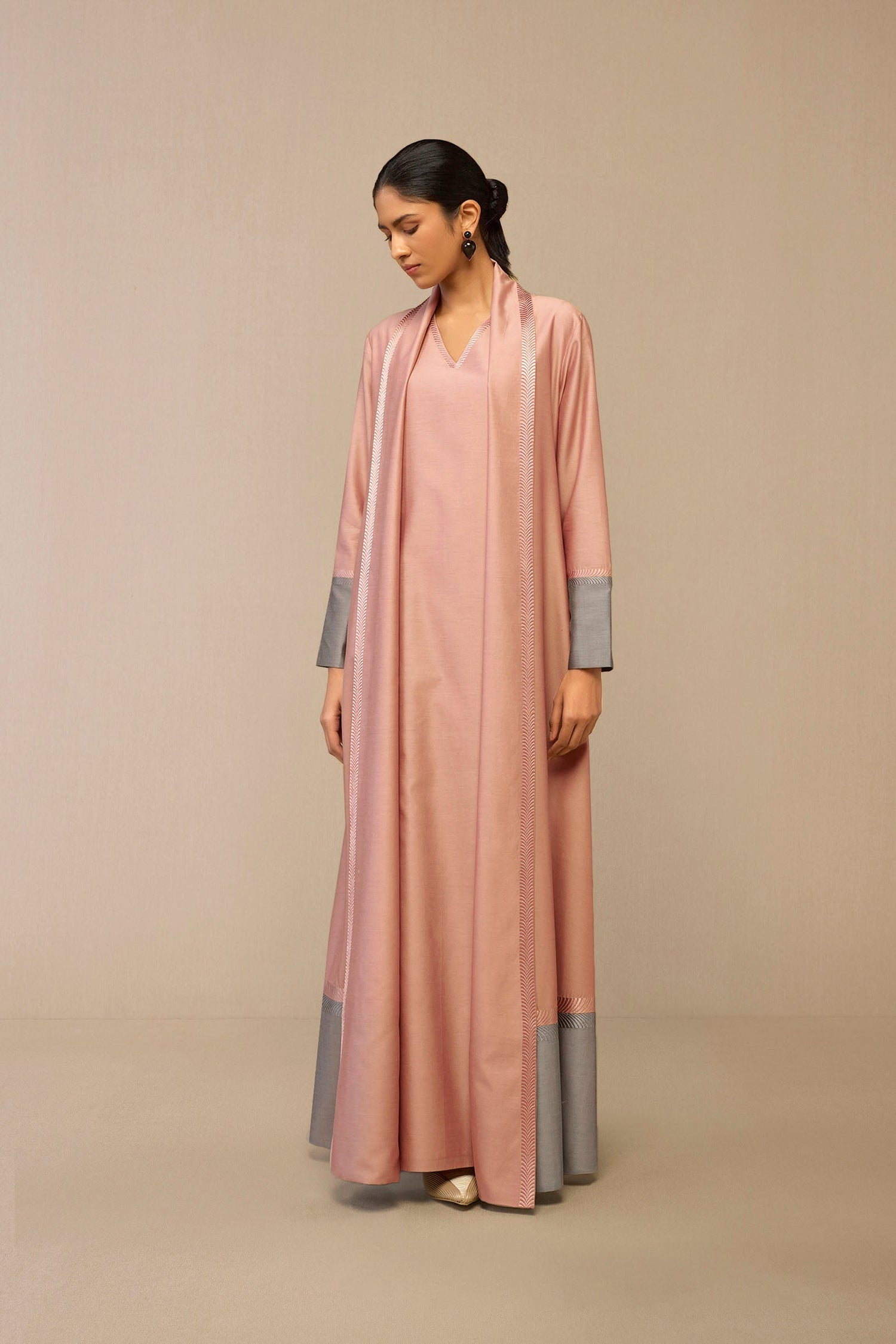Chanderi Suhoor Abaya Set – Pink