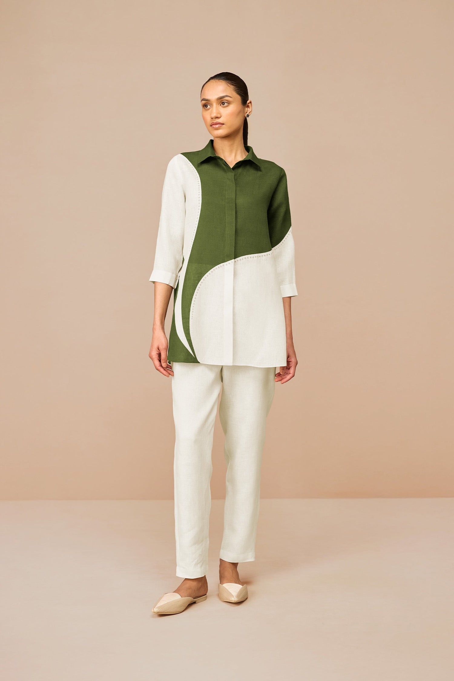 Linen Zelda Shirt Set – Green