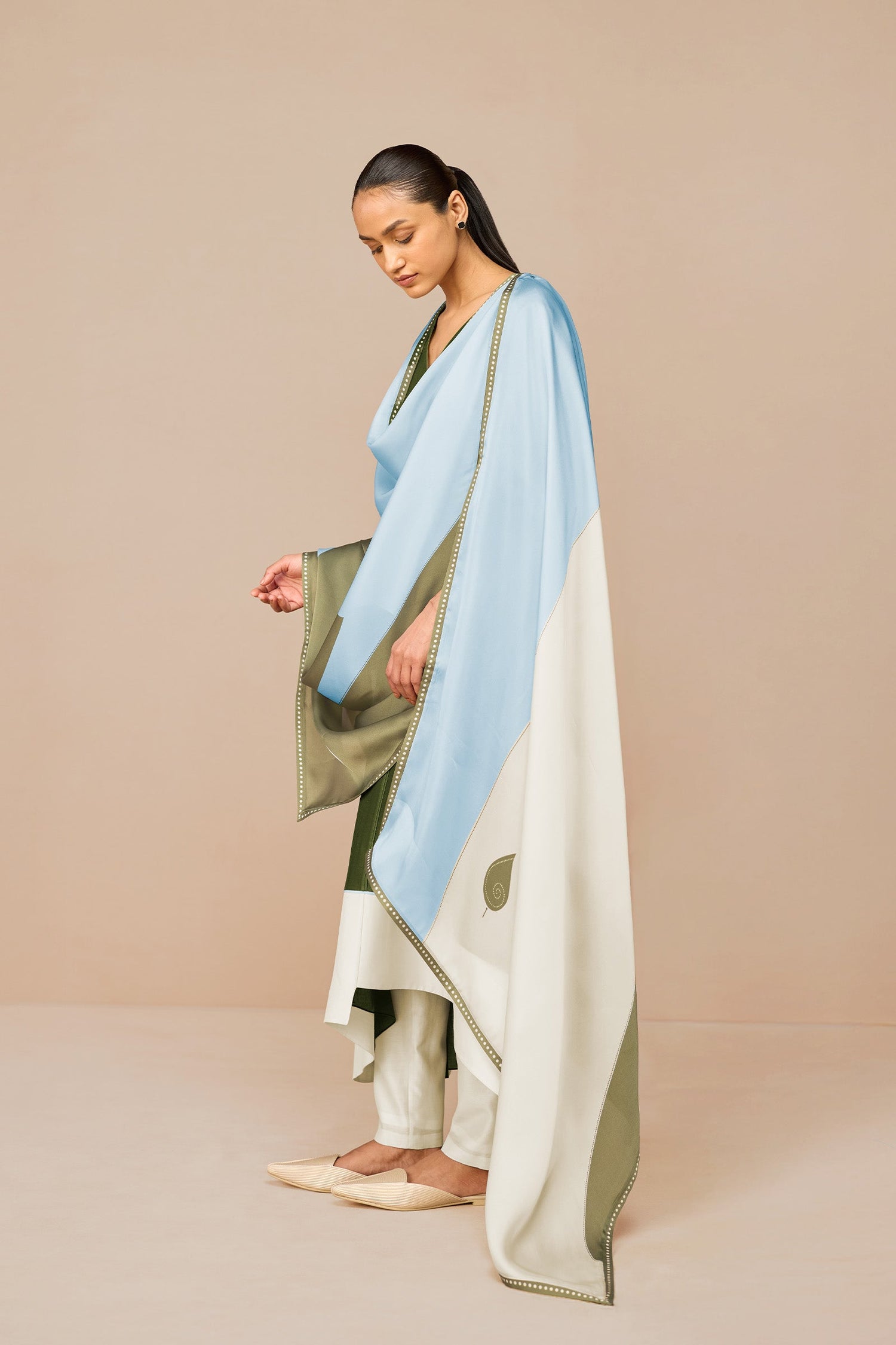 Chanderi Tasia Kurta Set – Green