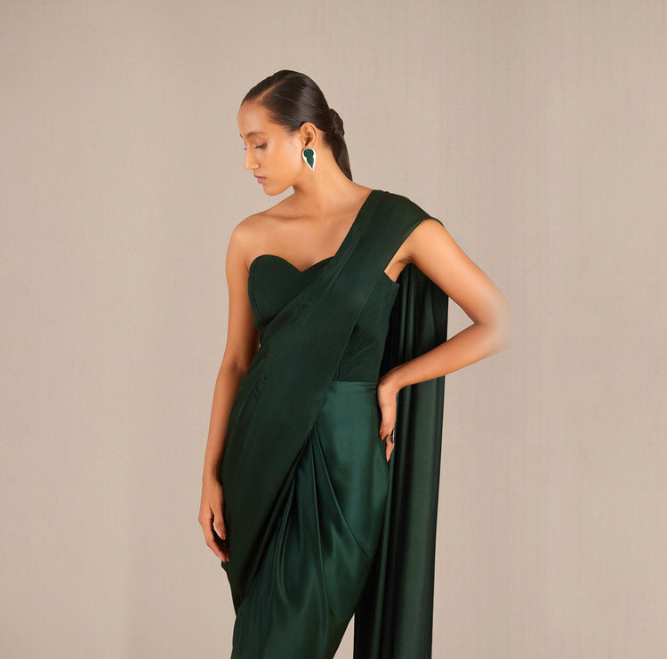 Lila Saree - Pine Green