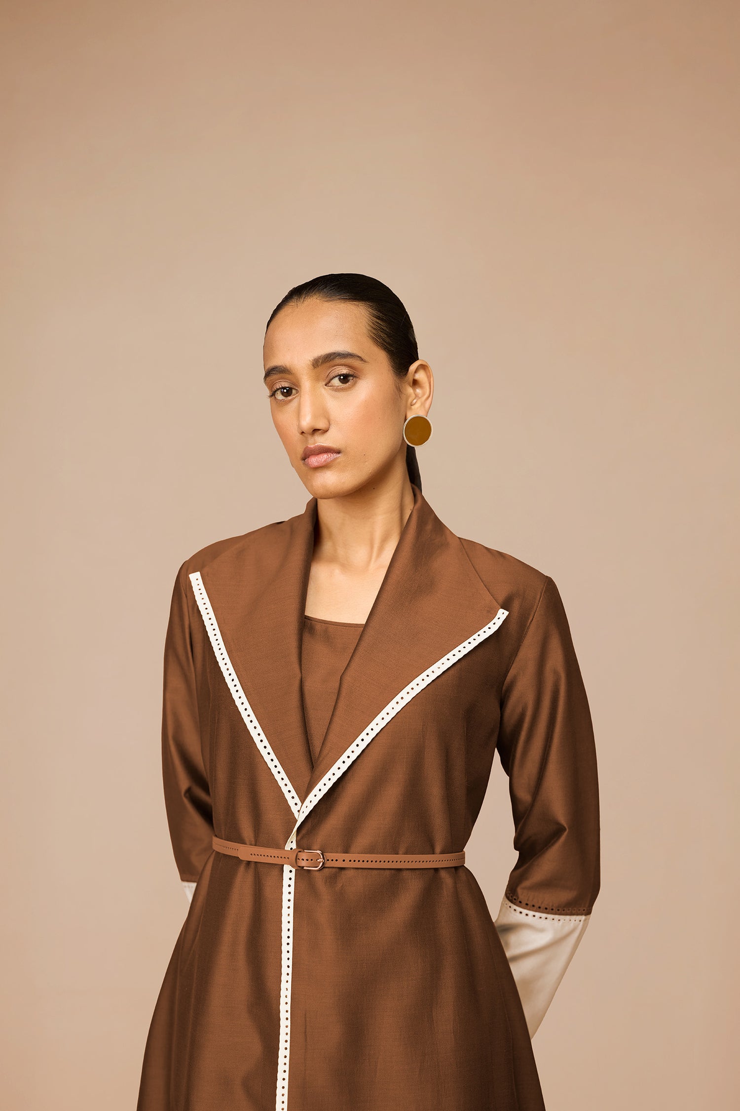 Chanderi Mirdea Abaya Set – Brown
