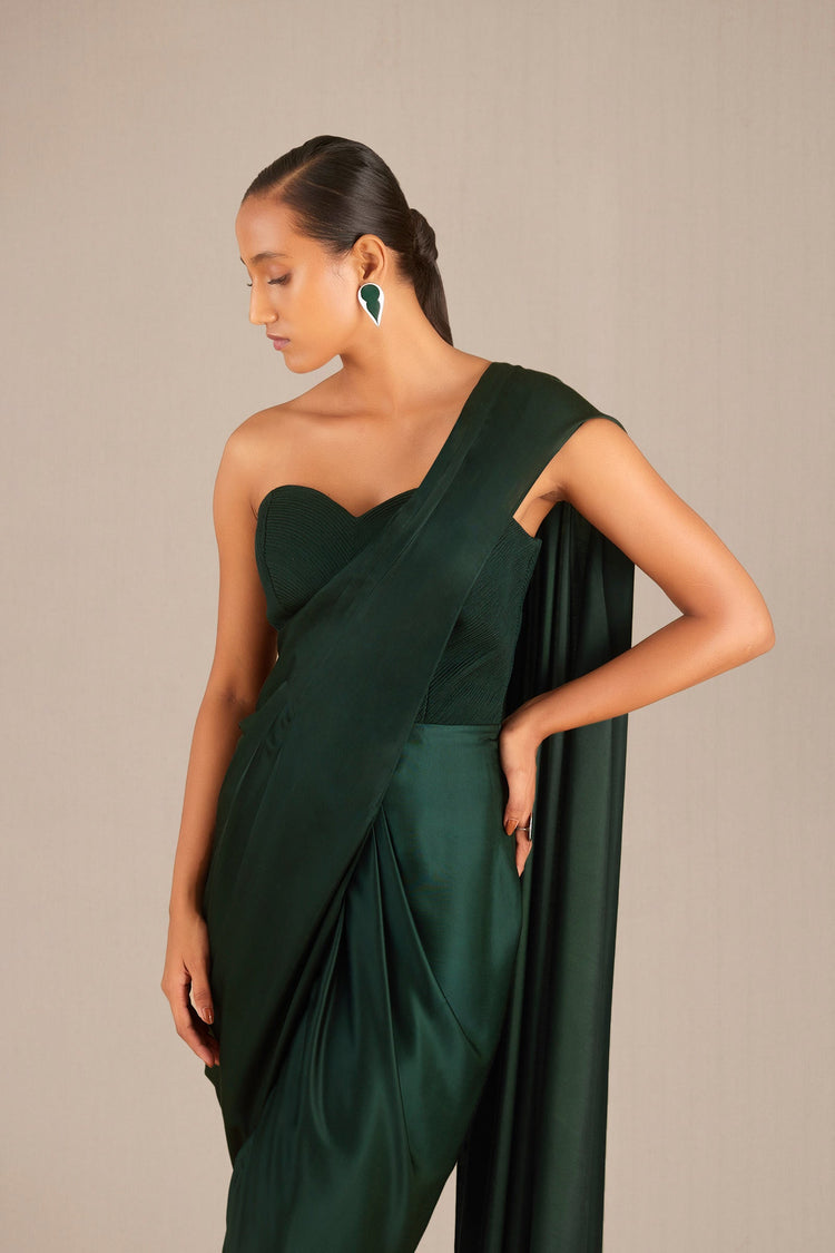 Lila Saree - Pine Green