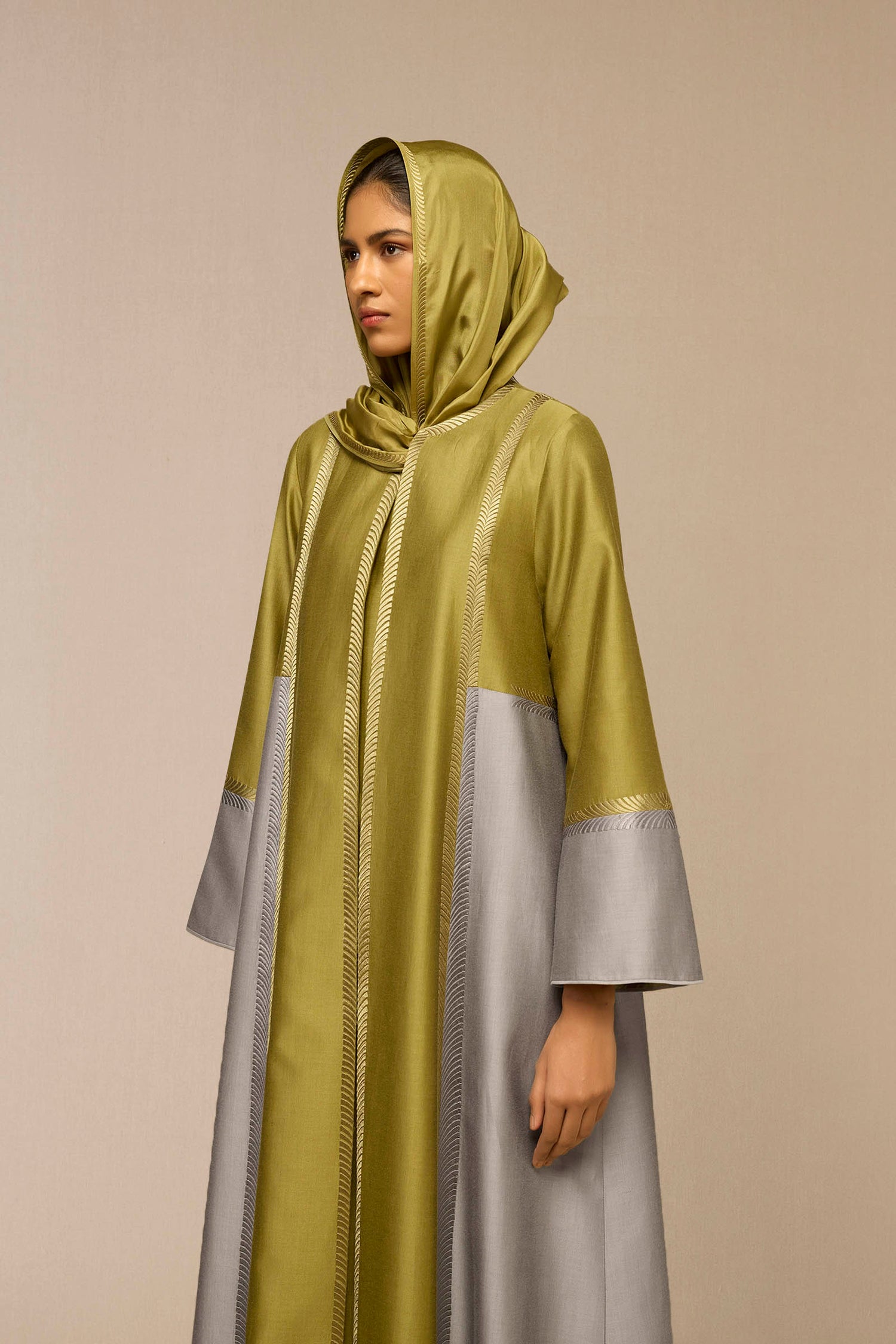 Chanderi Areeba Abaya Set – Green