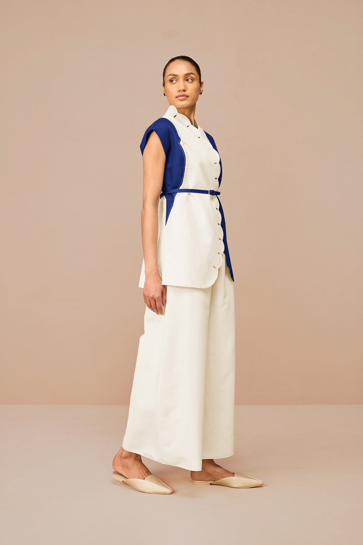 Linen Vivia Jacket Set – Blue