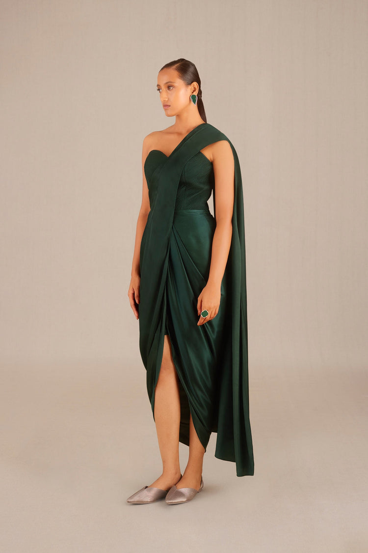 Lila Saree - Pine Green
