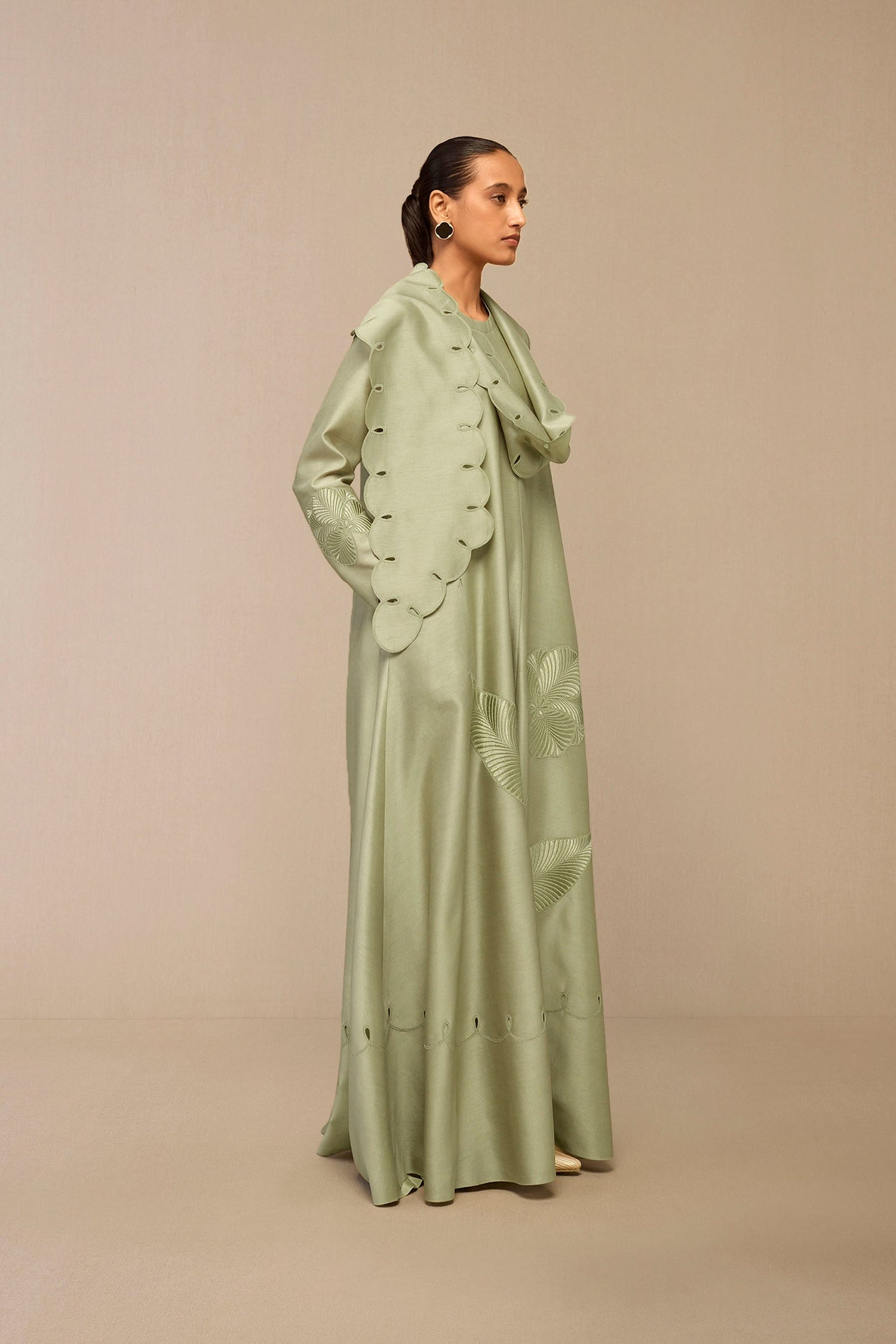 Chanderi Zainat Abaya – Green