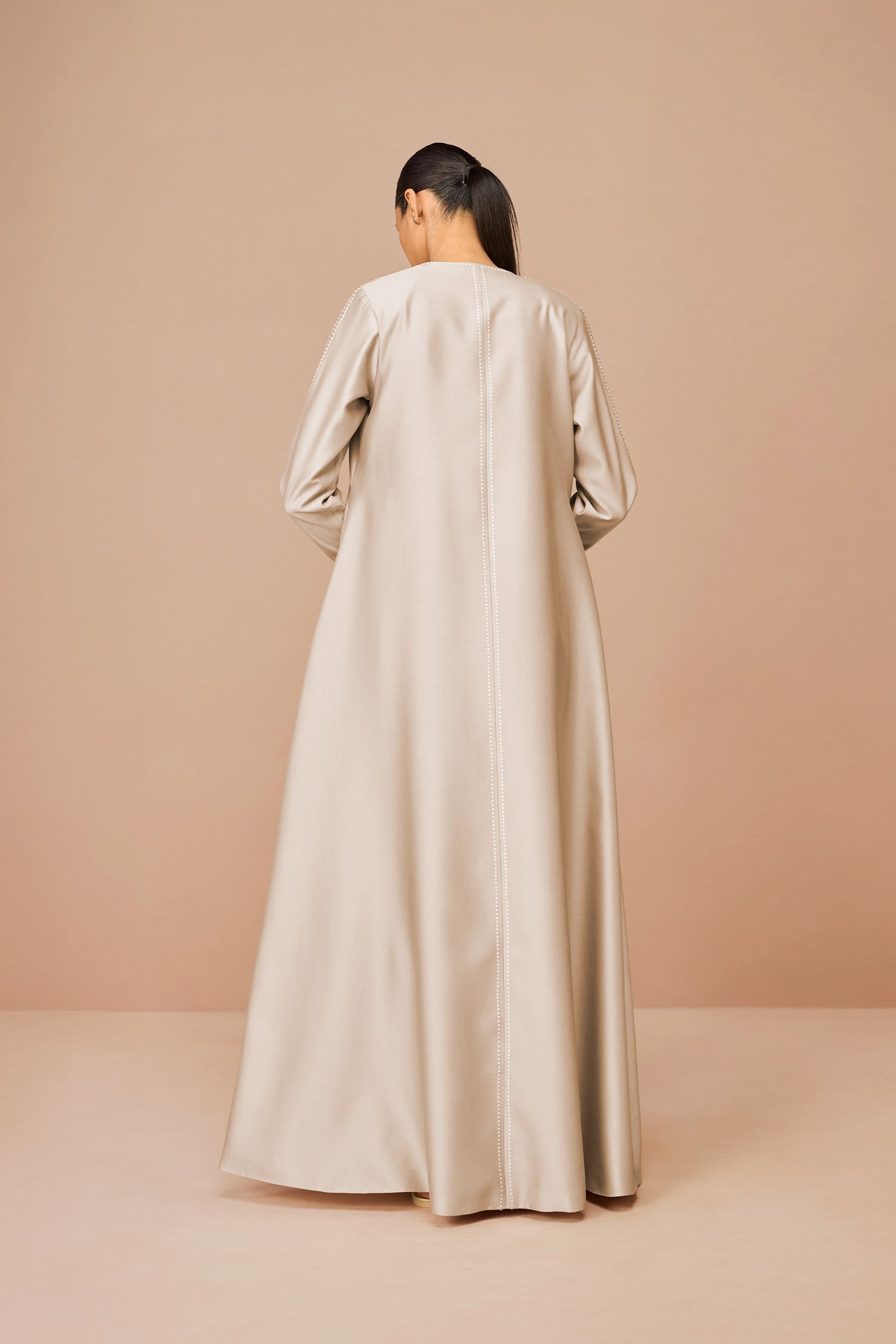 Chanderi Raysa Abaya Set – Beige