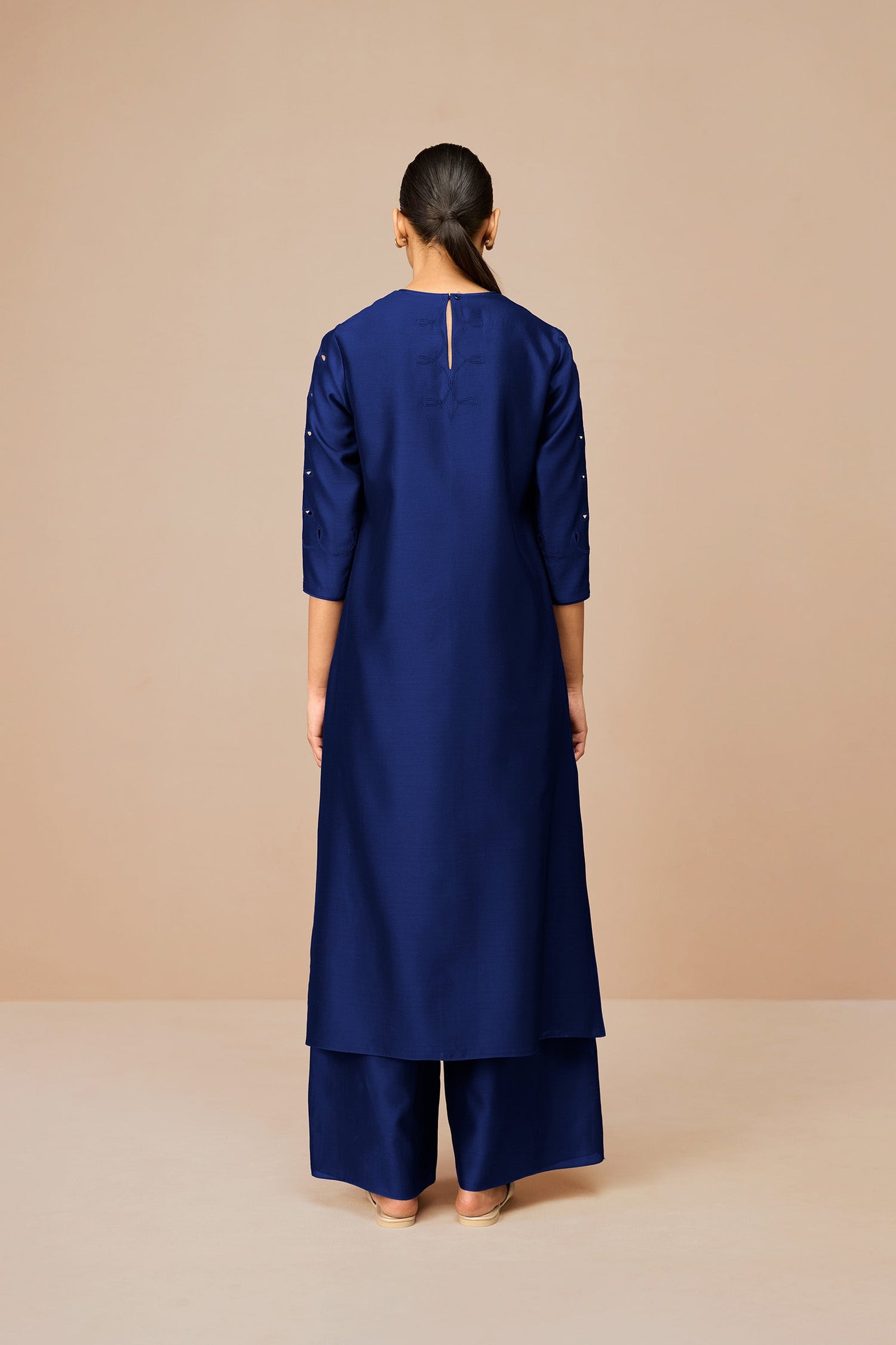 Chanderi Svara Kurta Set – Blue