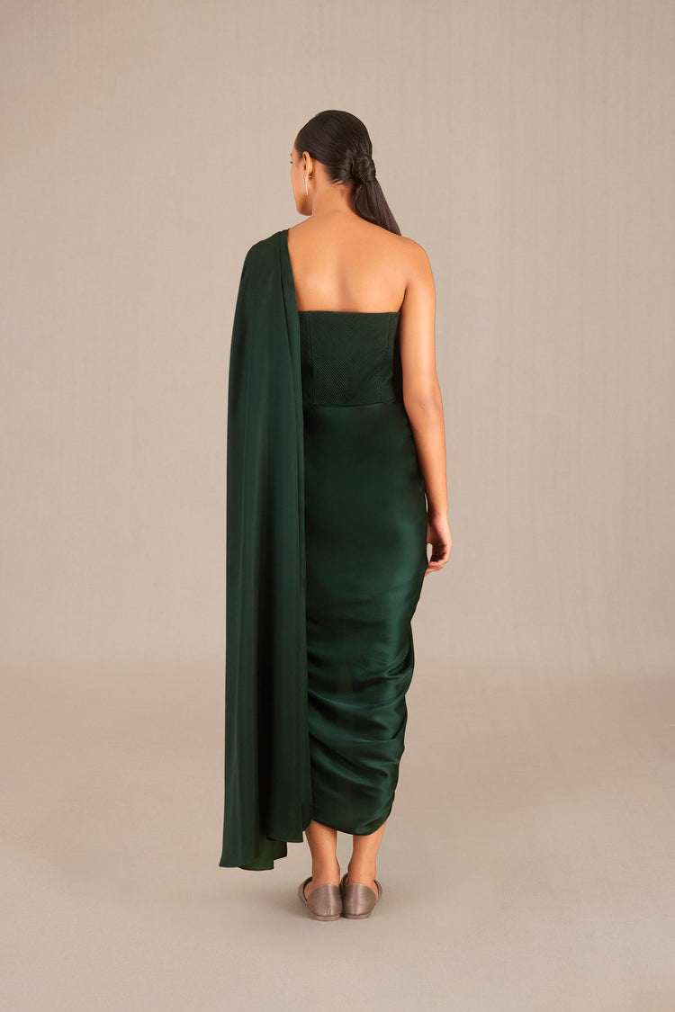 Lila Saree - Pine Green