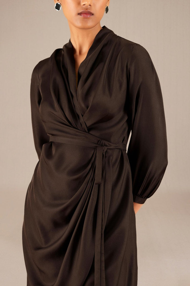 Neesa Short Dress - Dark Brown
