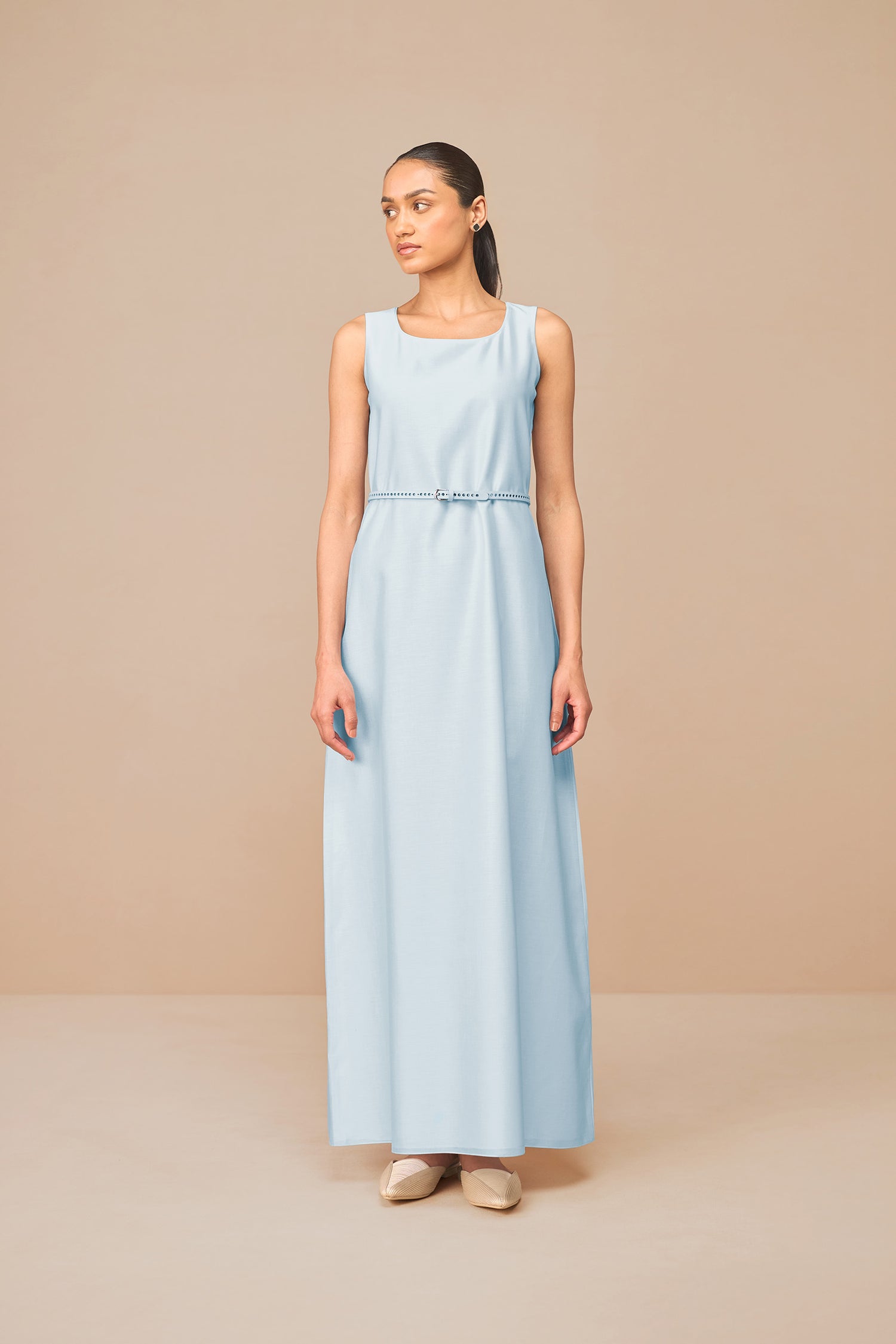 Chanderi Raysa Abaya Set – Blue
