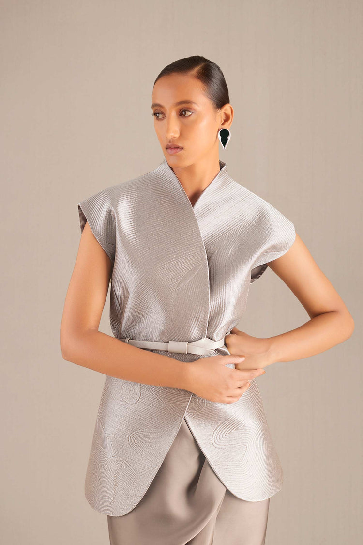 Effat Jacket Set - Metallic Silver JK