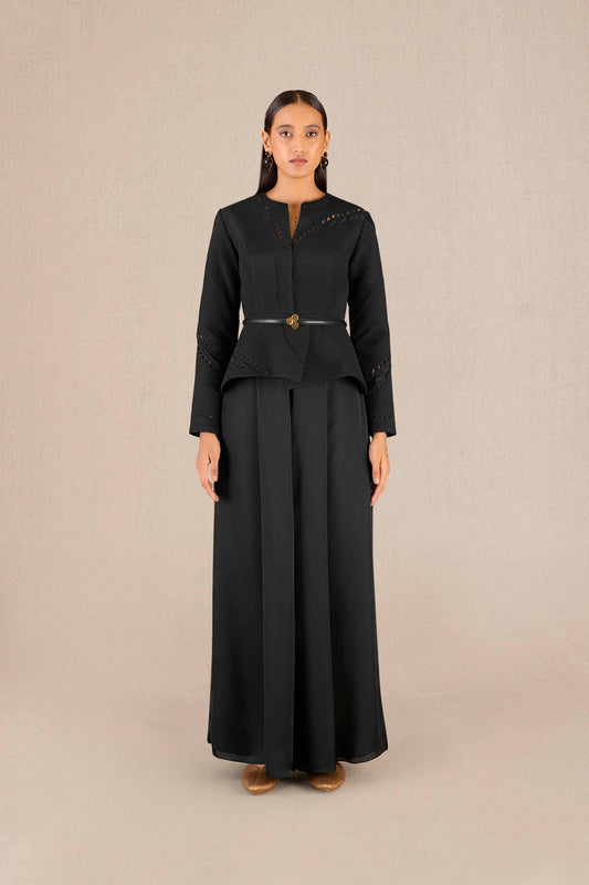 Chanderi Rifat Jacket Set – Black
