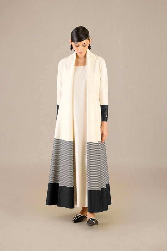 Chanderi Nakhat Abaya Set – Ivory