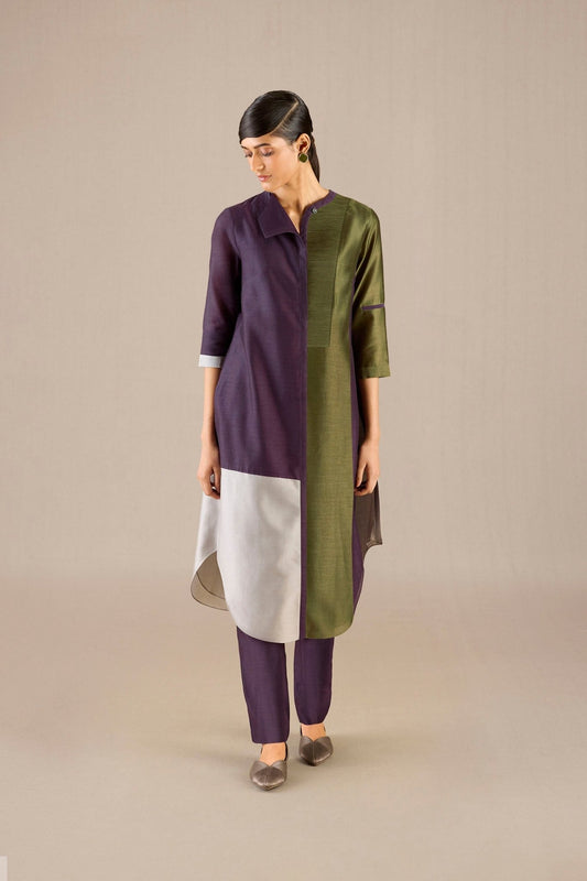 Chanderi Gaia Tunic Set – Purple