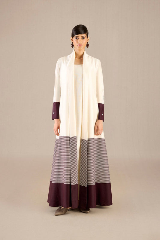 Chanderi Nakhat Abaya Set – Ivory