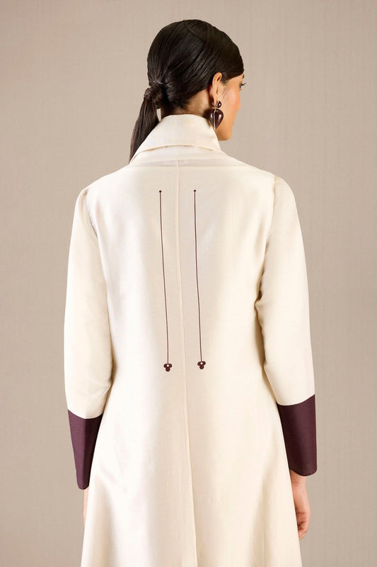 Chanderi Nakhat Abaya Set – Ivory