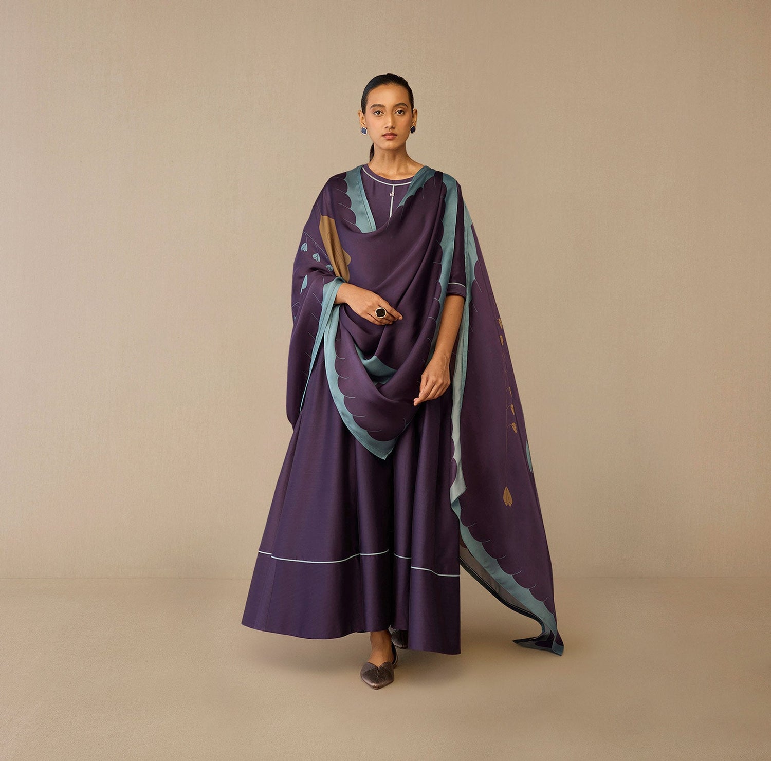  Chanderi Viha Kurta Set – Purple