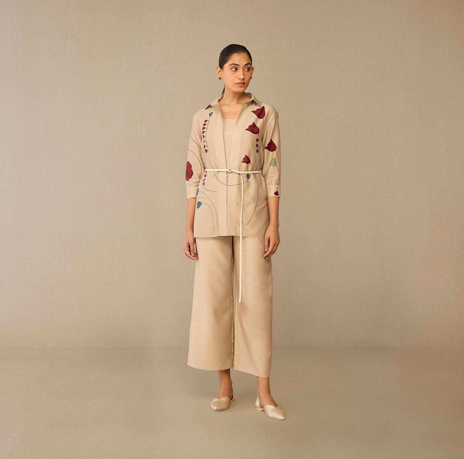  Chanderi Sarai Shirt Set – Beige