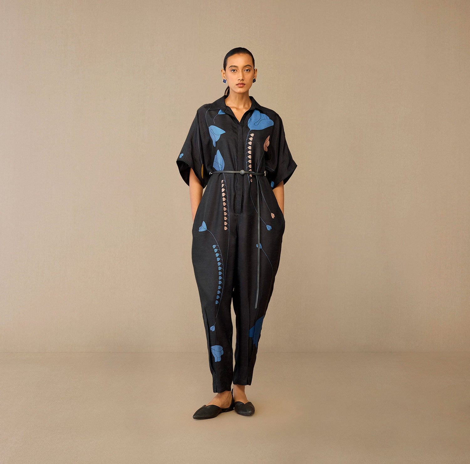  Silk Romillie Jumpsuit – Black