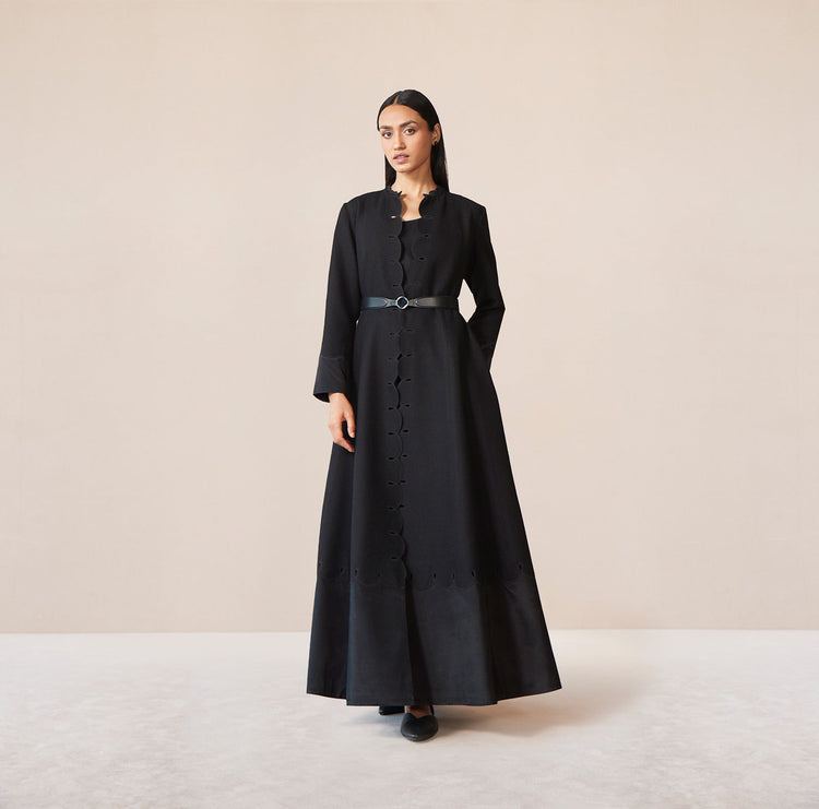 Veda Black woollen Abaya