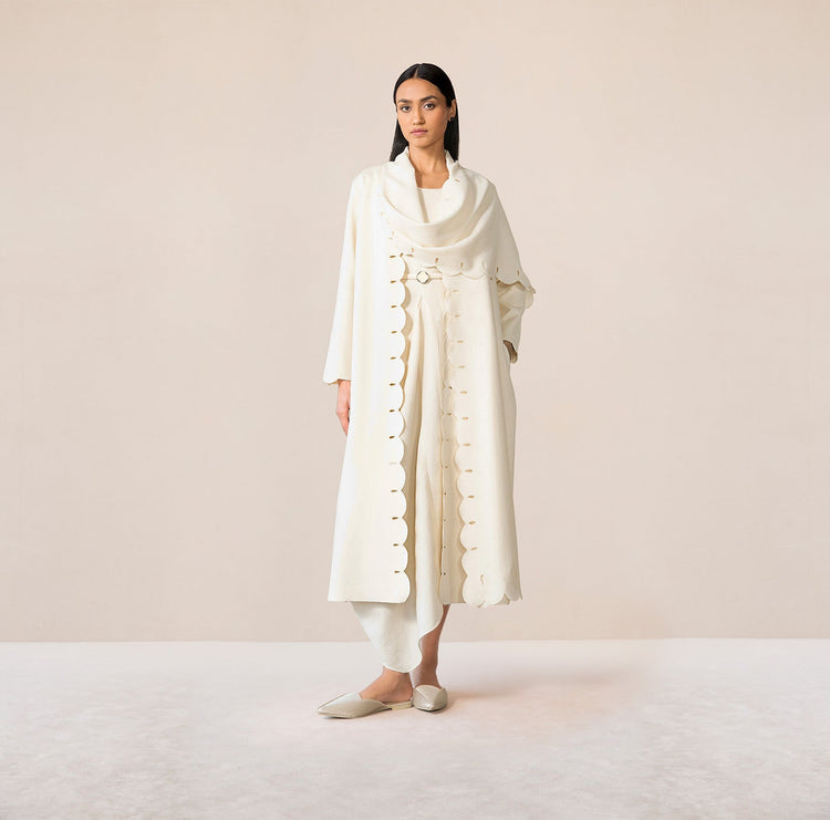 Seba Ivory woollen Jacket Set