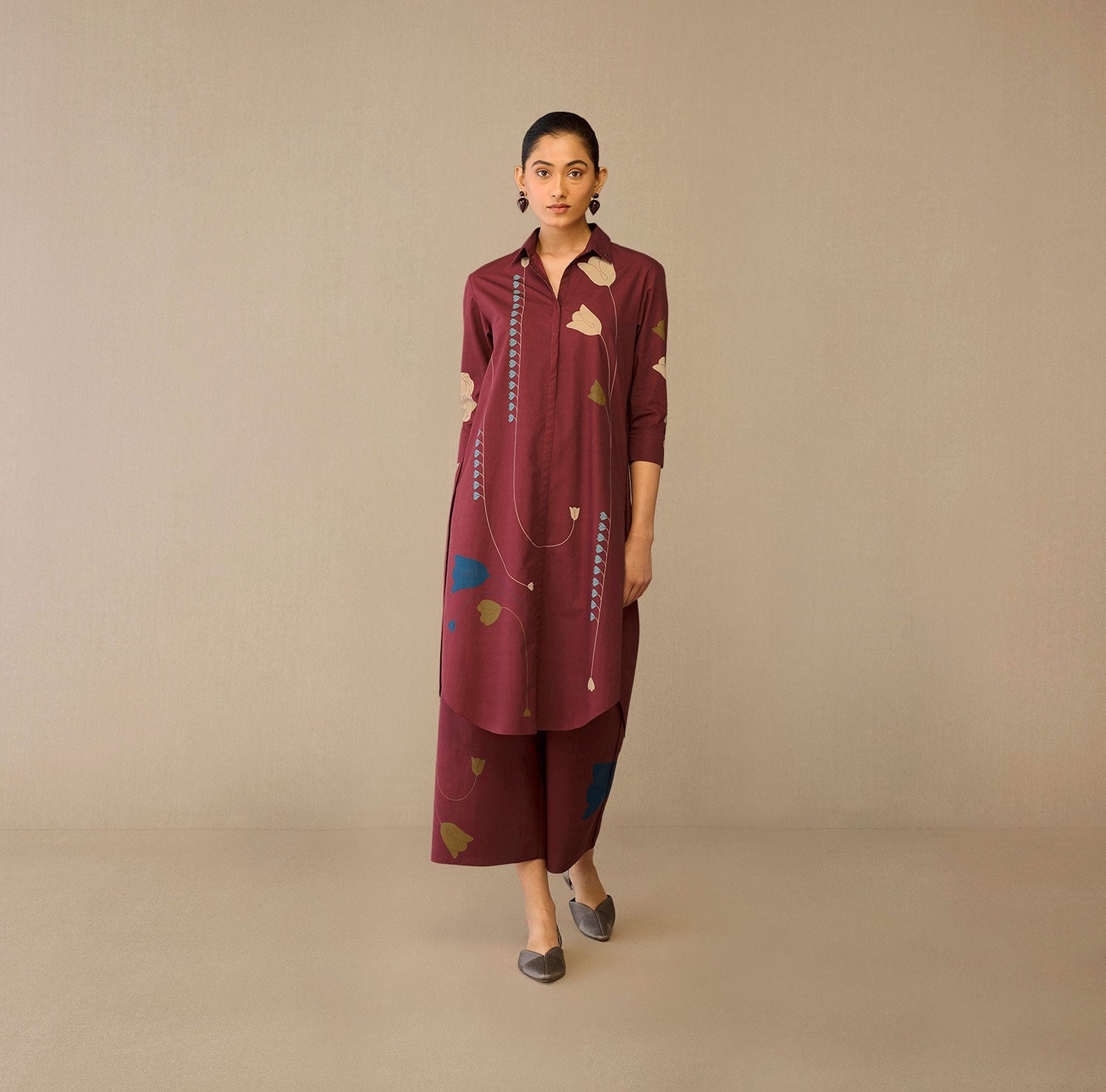  Cotton Parisa Tunic Set – Red