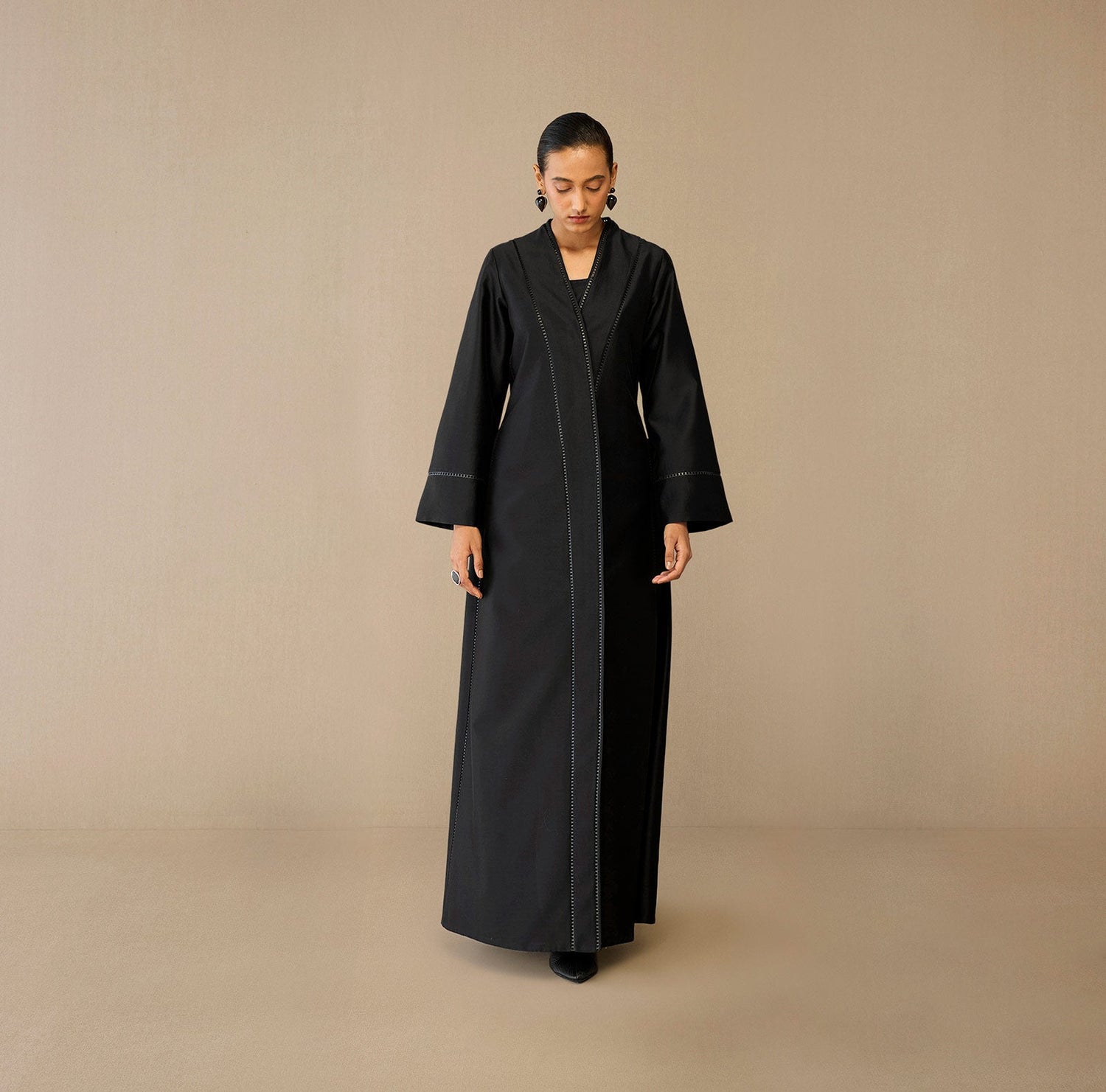  Chanderi Nazia Abaya Set – Black