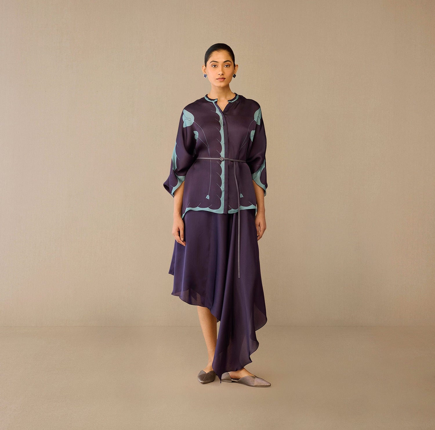 Organza Refa Shirt Set – Purple