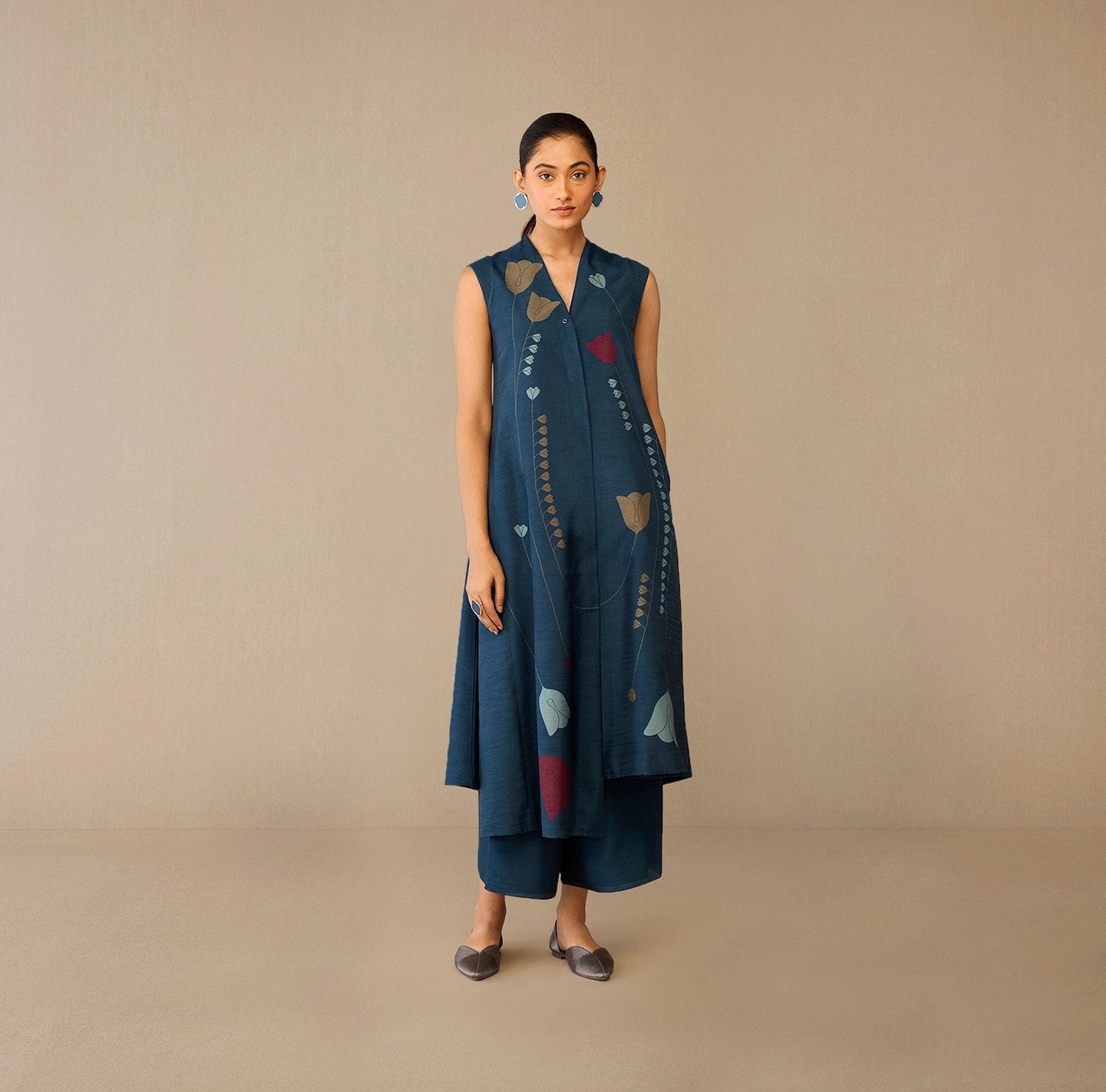  Silk Zia Jacket Set – Blue
