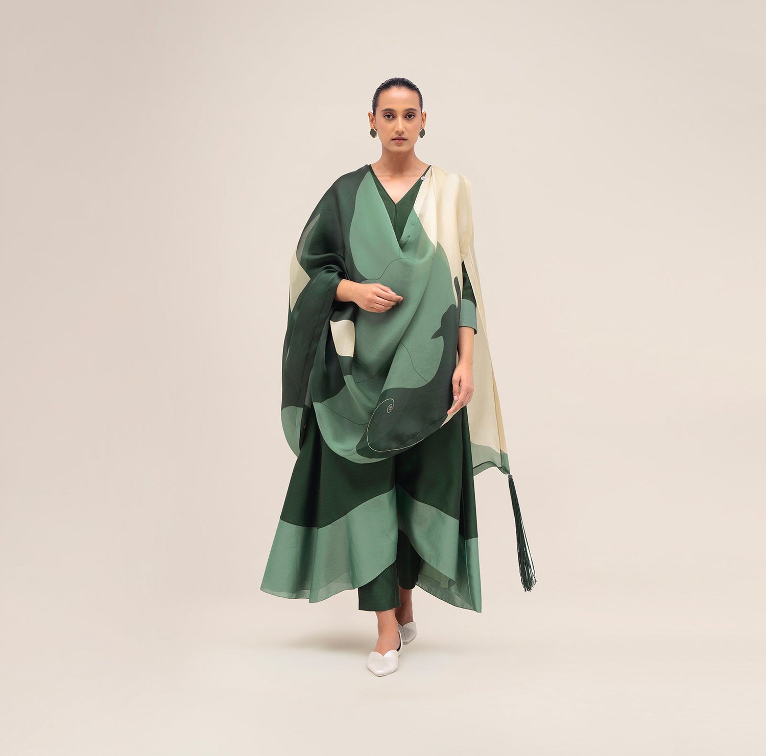 Chanderi Sama Kurta Set – Green