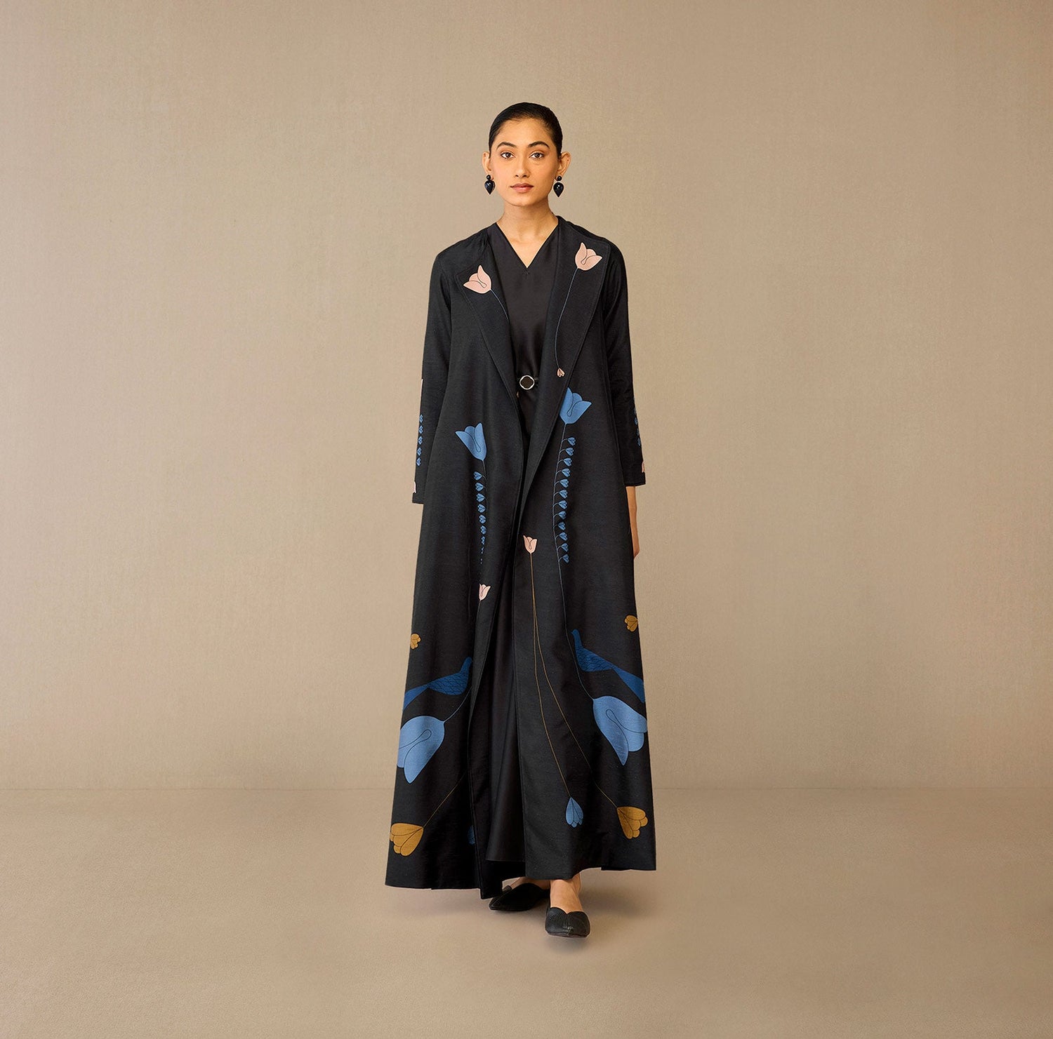  Silk Fiza Abaya Set – Black