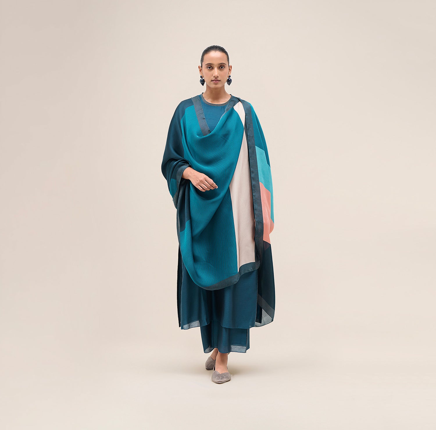  Chanderi Safira Kurta Set – Blue