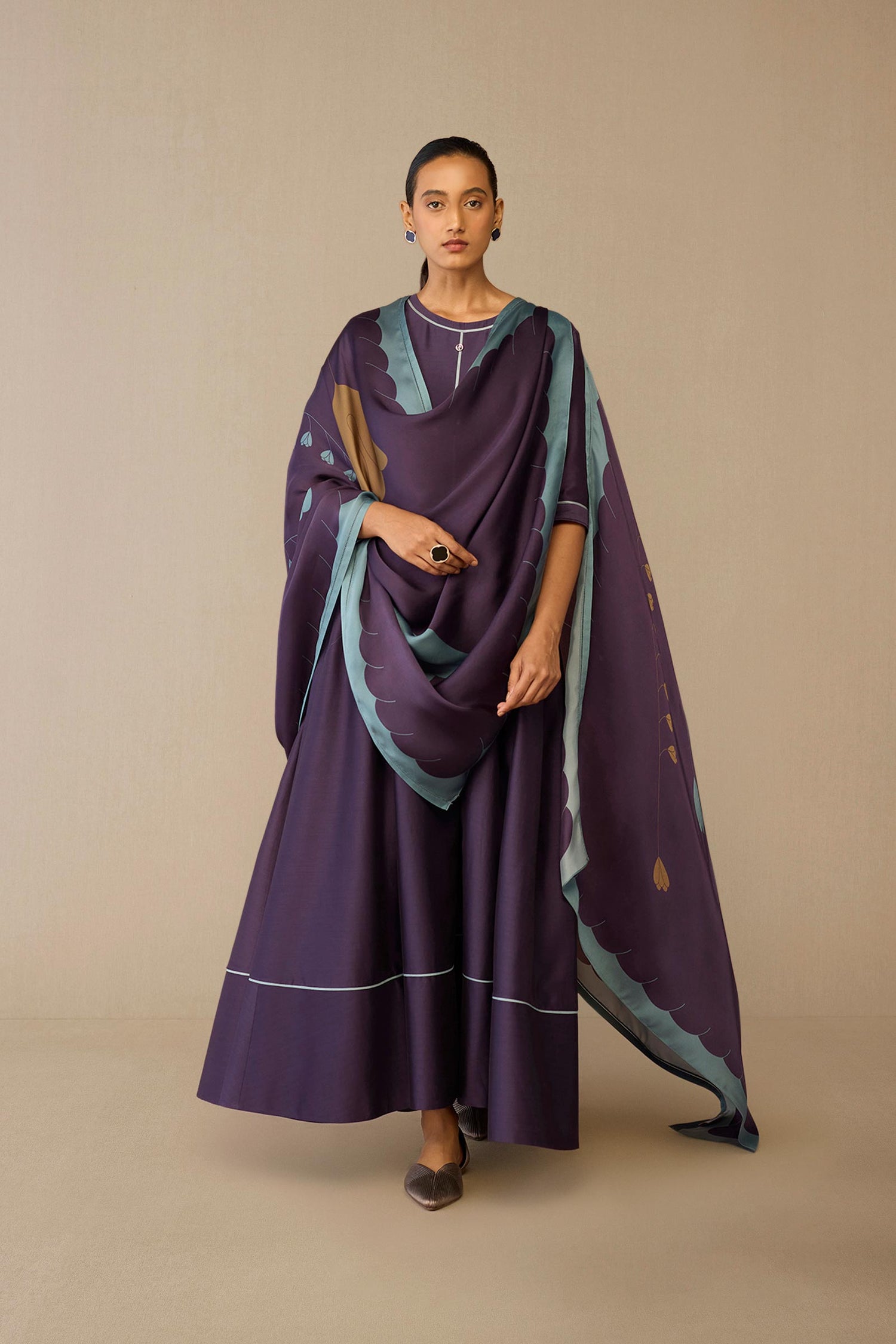  Chanderi Viha Kurta Set – Purple