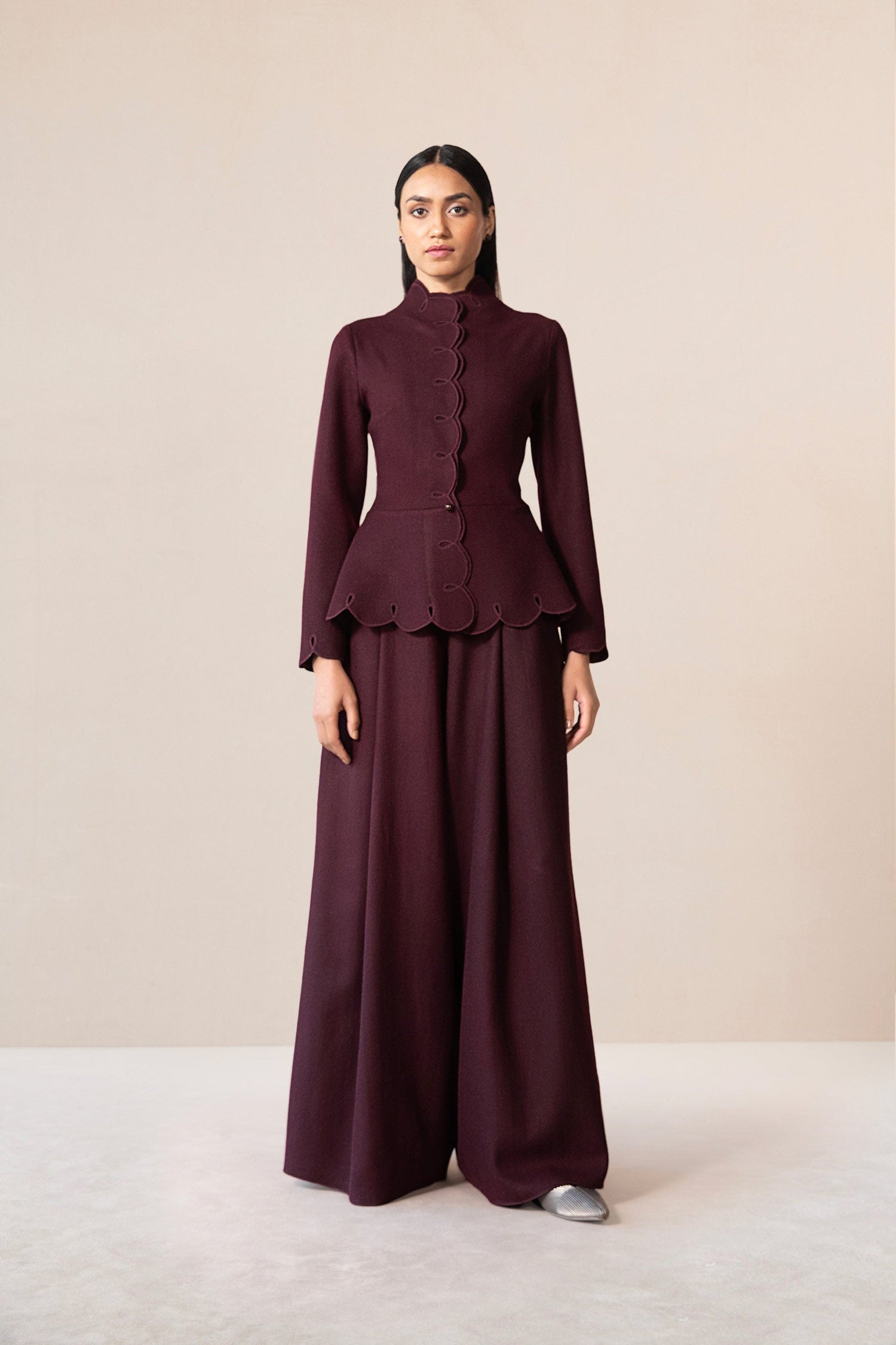  Wool Medha Jacket Set – Red