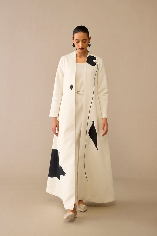 Linen Dilraz Abaya Set – Ivory