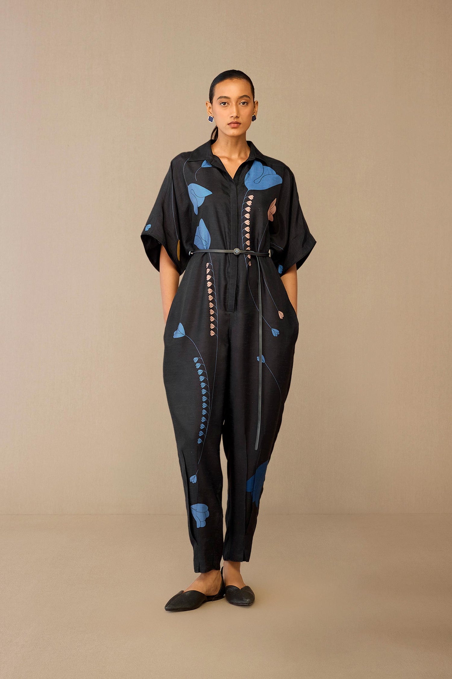  Silk Romillie Jumpsuit – Black