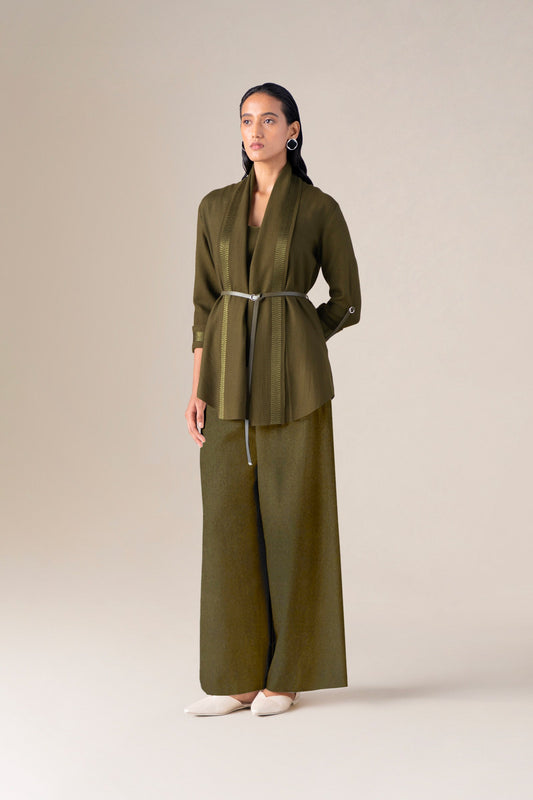 Wool Samiah Cape – Green