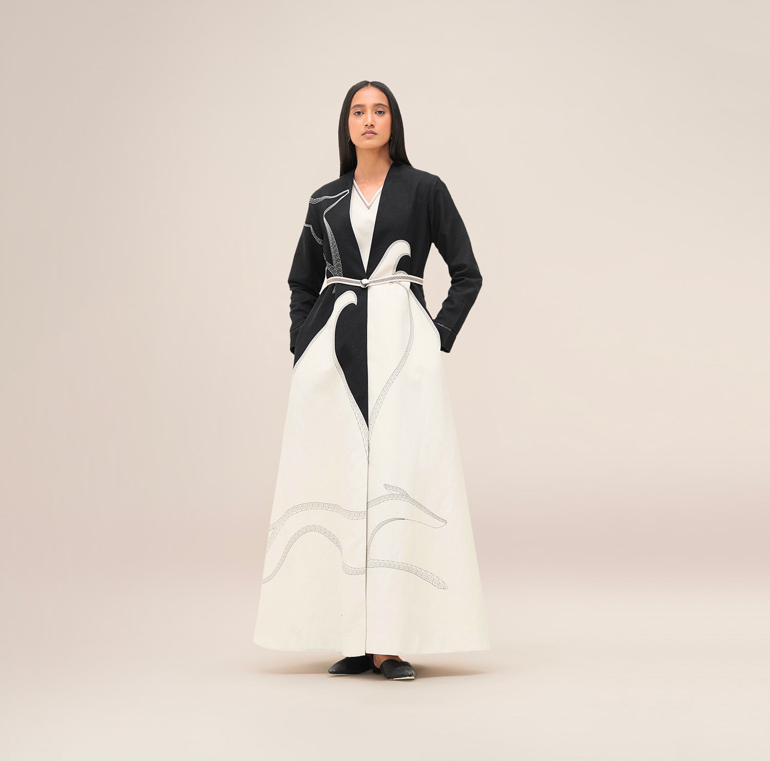  Linen Zenaida Abaya Set – Black