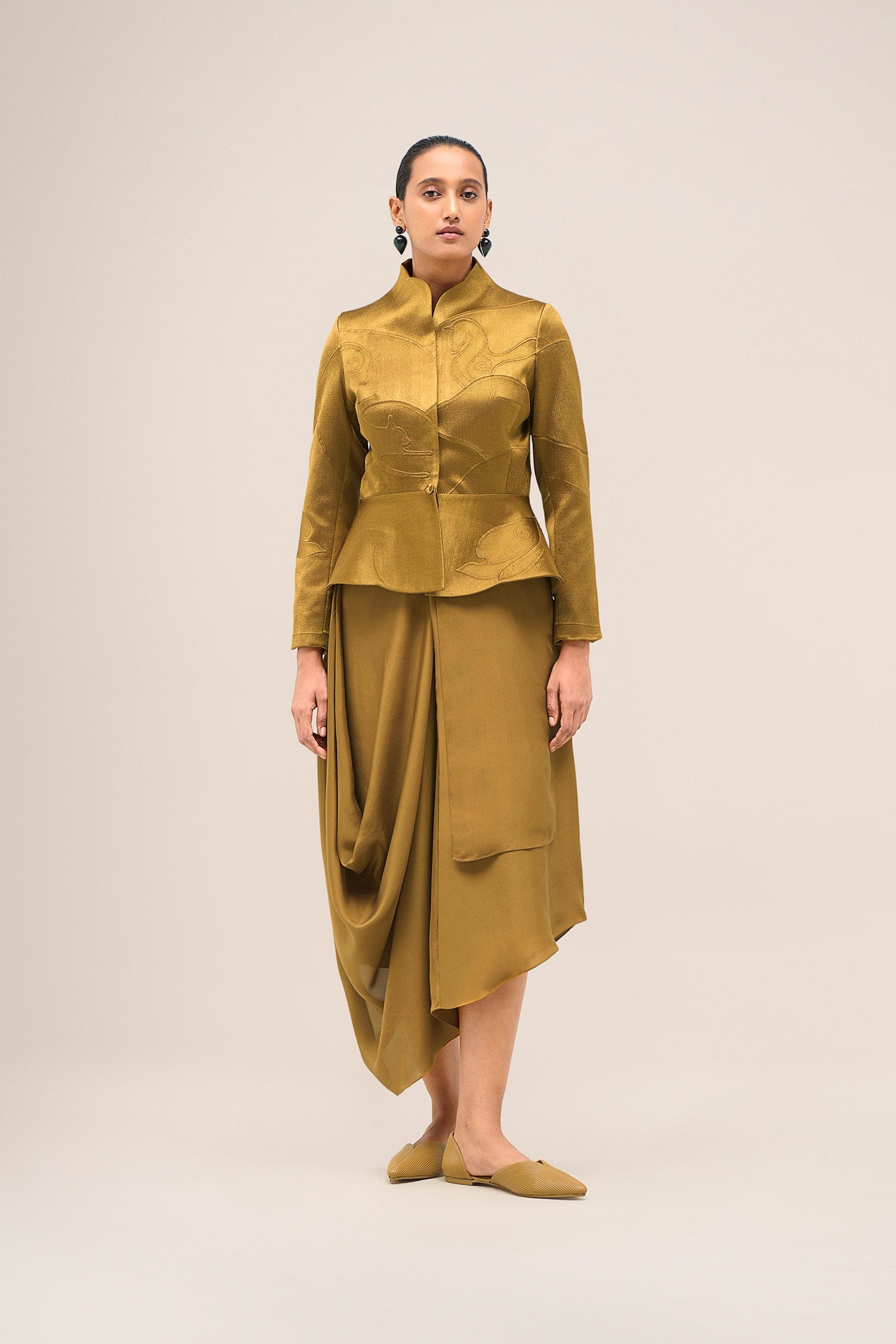  Chanderi Layla Jacket Set – Yellow