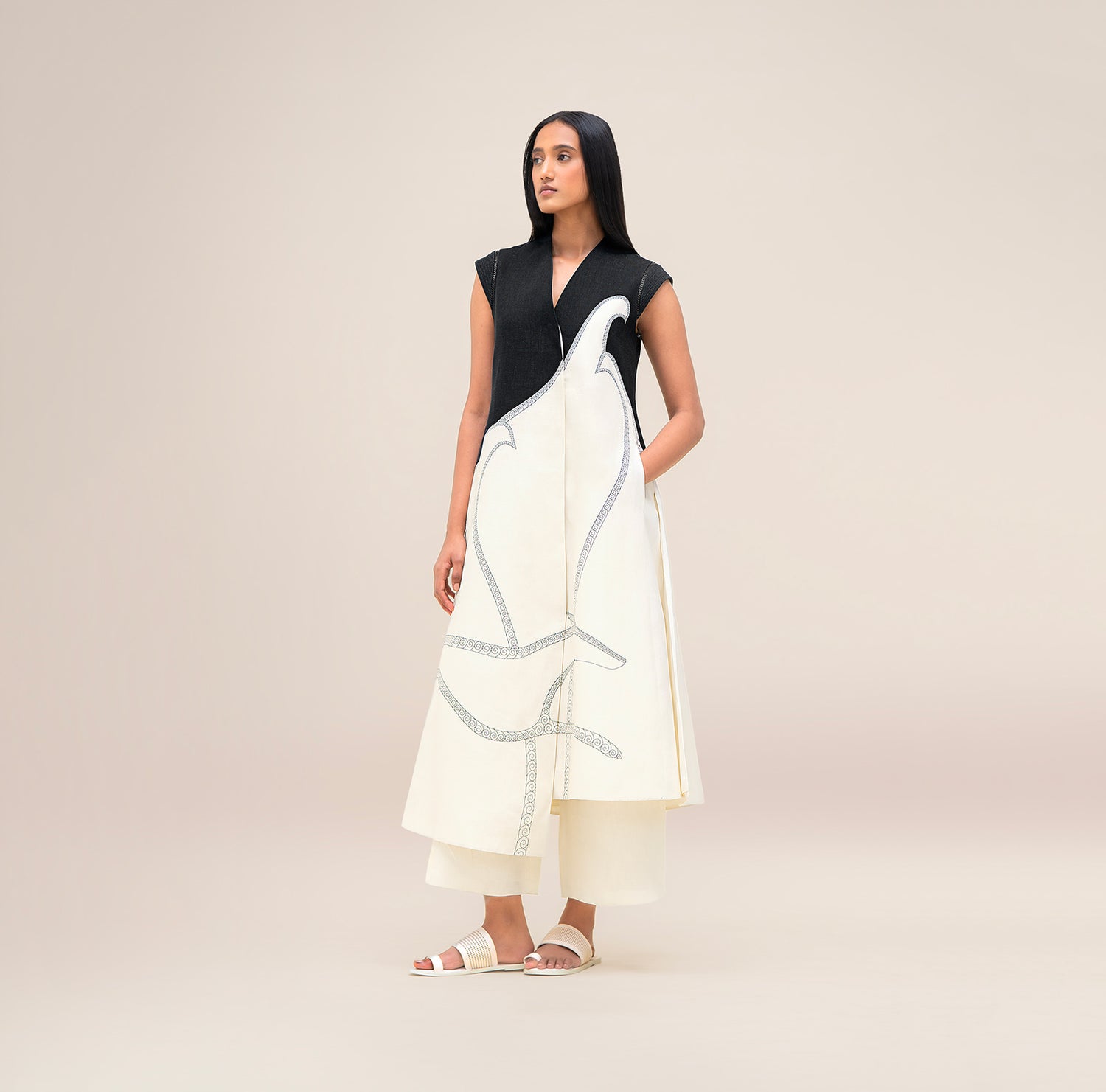  Linen Swan Jacket Set – Ivory