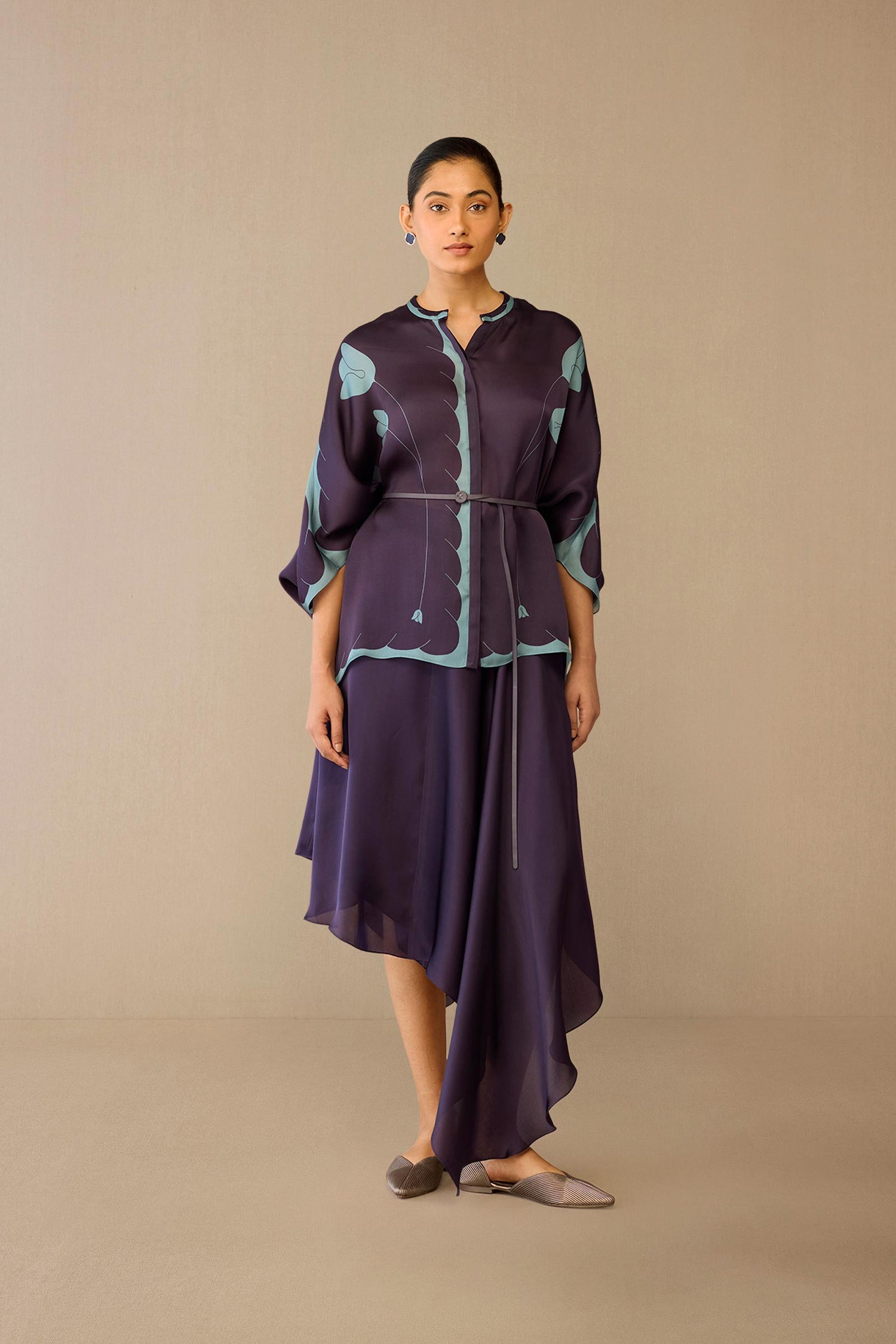  Organza Refa Shirt Set – Purple