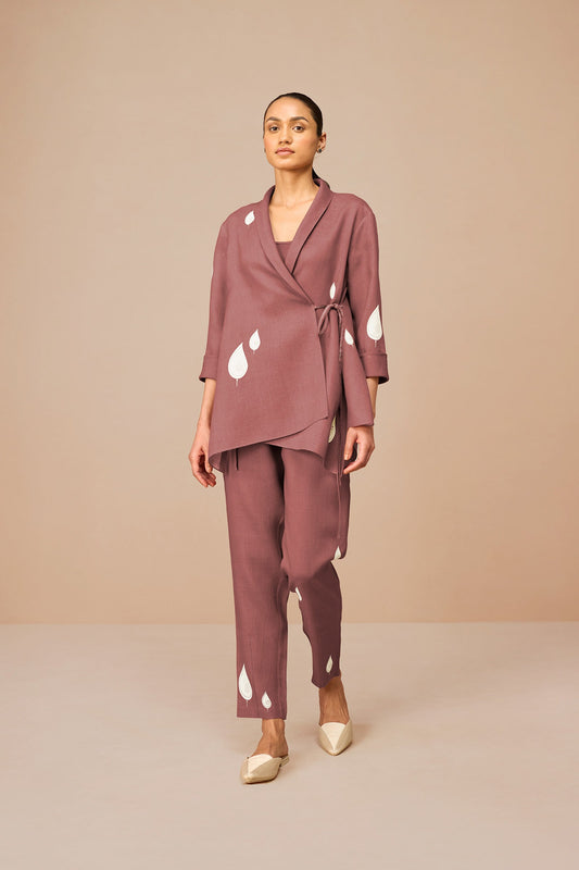 Linen Dahlia Shirt Set – Red