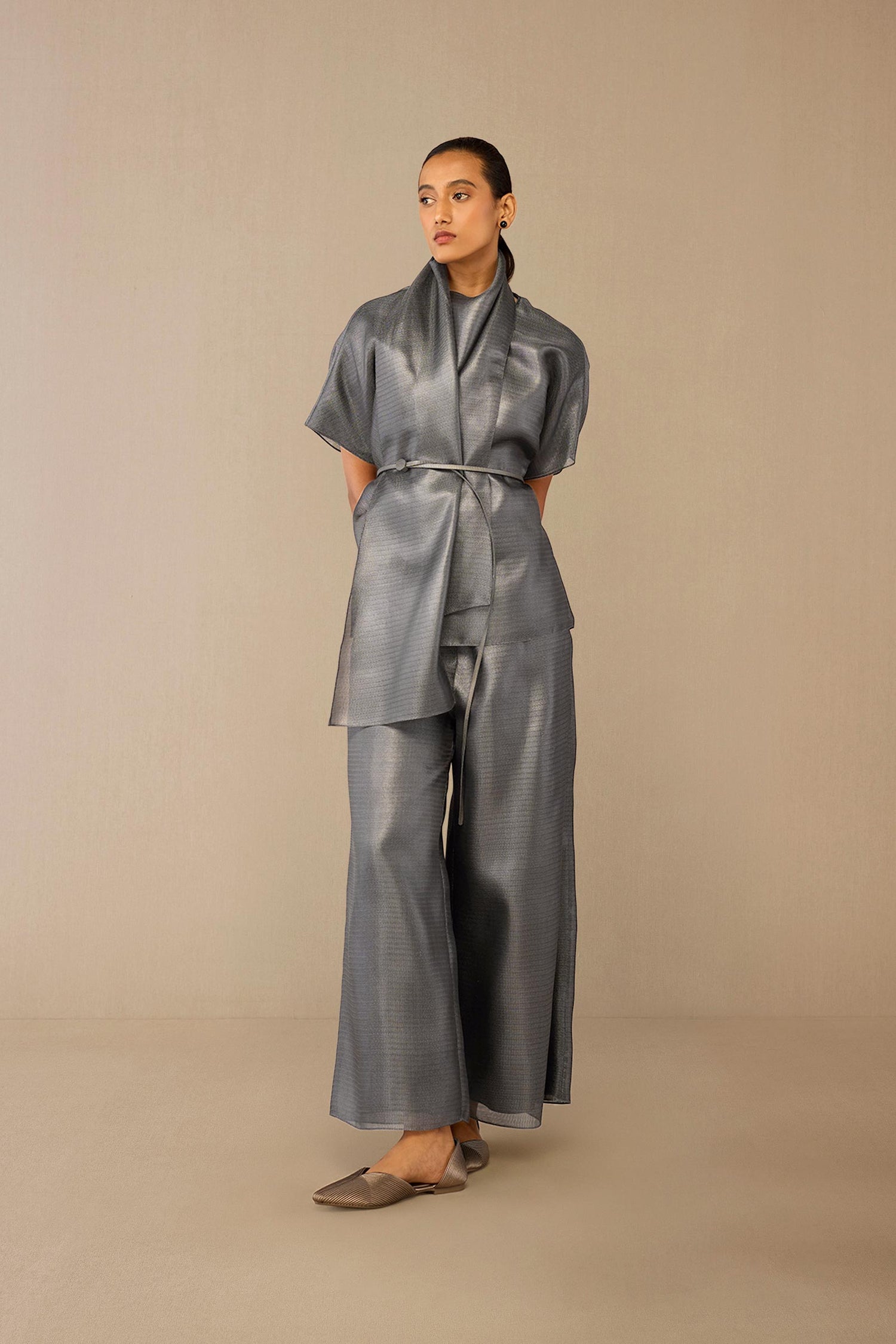  Brocade Shiri Top Set – Grey