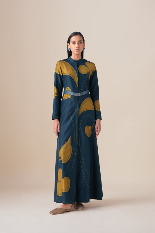 Habutai Saeeda Abaya Set – Blue