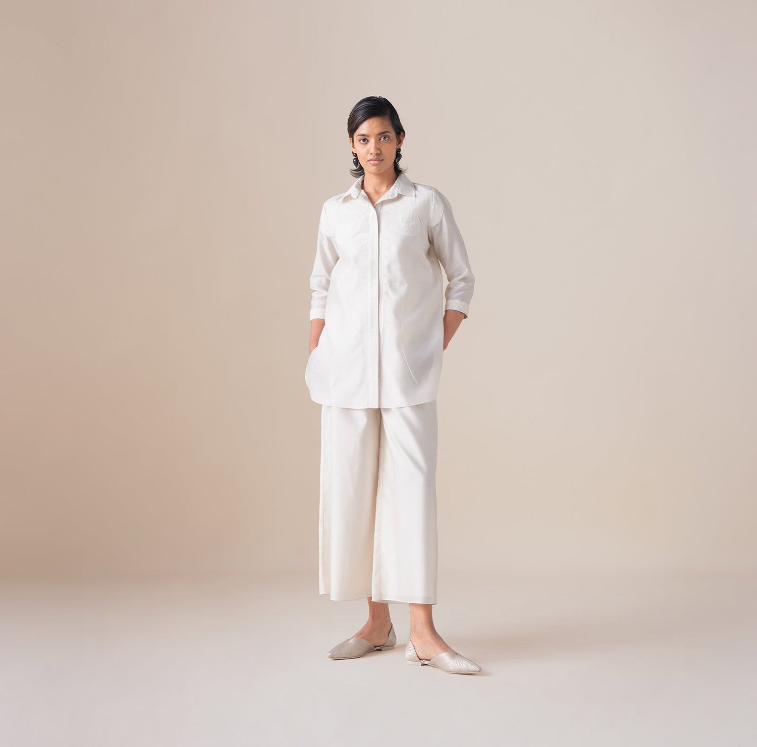  Chanderi Azea Shirt – Ivory